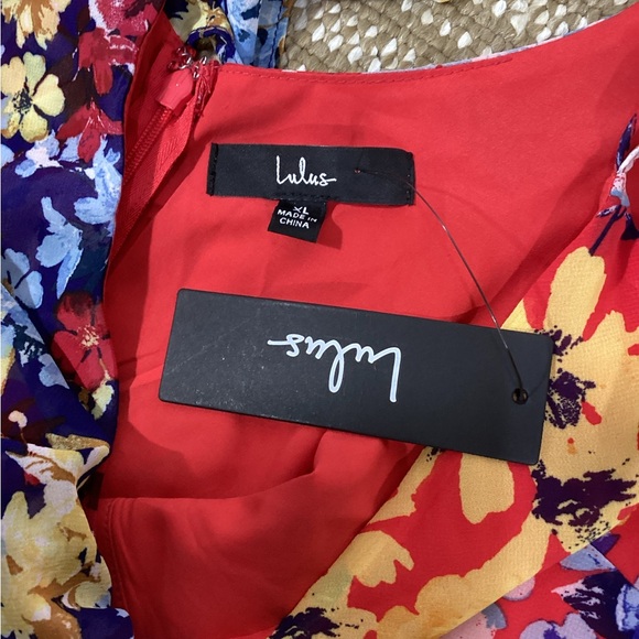NWT Lulu's Multicolor Asymmetrical Floral Dress XL - Picture 5 of 8